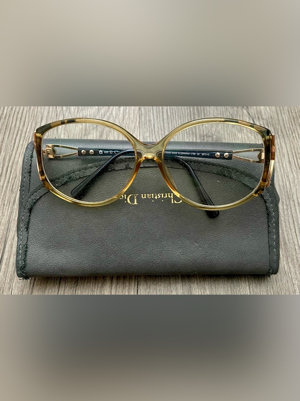 🍸 Vintage Christian Dior Women’s Translucent Round Glasses with Case🍸